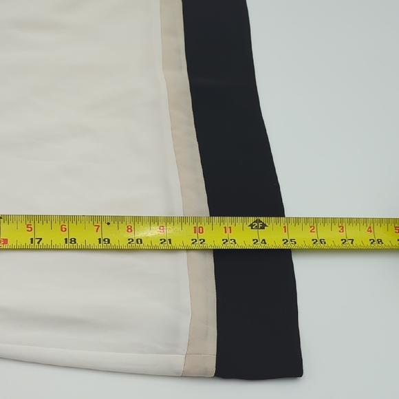 WHBM White Contrast Trim Sleeveless Blouse Large White Black Lined Zipper Casual - Picture 12 of 12